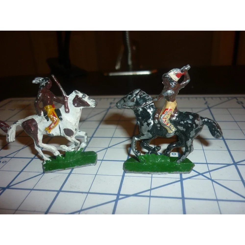 Vintage Lead Alloy Toy Soldiers Lot 6 Hand Painted Native American Warriors